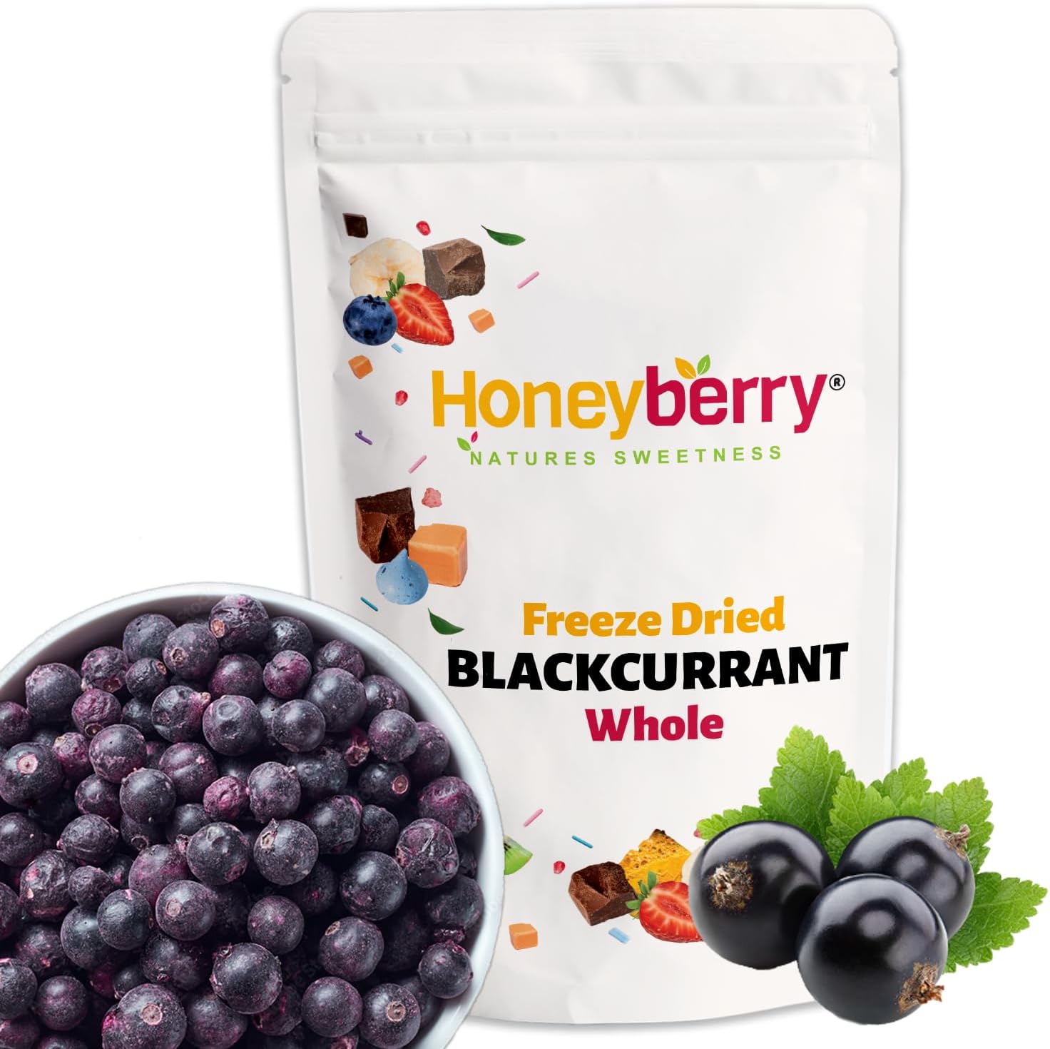 Freeze Dried Blackcurrant Whole 100g - No Added Sugar, 100% Natural, Gluten Free, Vegan Friendly
