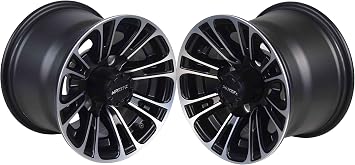 MASSFX QUAKE 10x7 Golf Cart Rims with 4/101.6 or 4 on 4" Bolt Pattern - Matte Black - Universal Fit for most Golf Cart Wheels 2-Pack