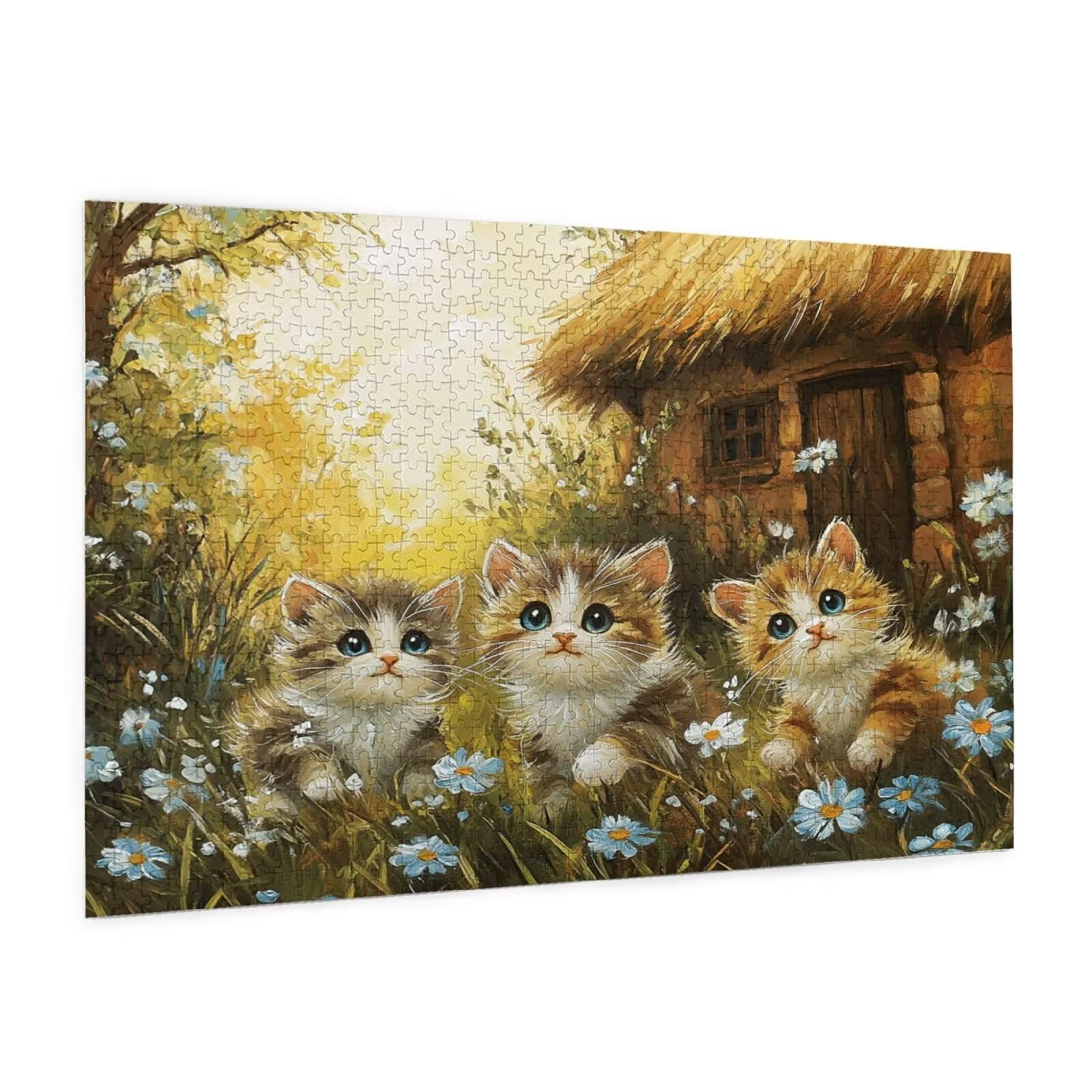 Puzzle kot, 1500 elementów, puzzle kwiatowe, dla dorosłych, z pudełkiem na prezent, "zrób to sam", duże drewniane puzzle dla dorosłych, gra zręcznościowa dla całej rodziny, prezenty dla kobiet, 87 x