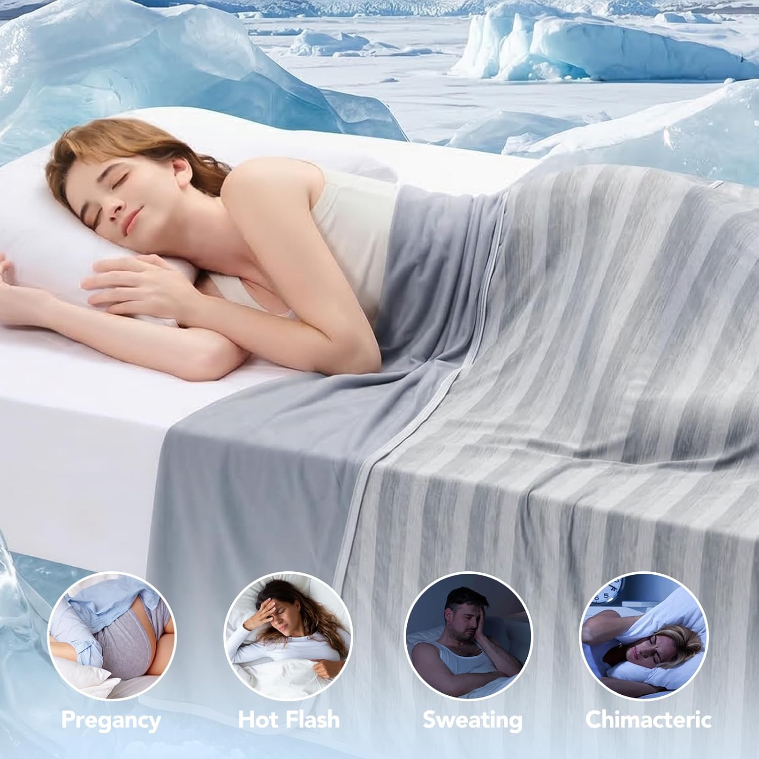 GOHERO Cooling Blanket for Couples- 60"x90" Summer Cooling Throw Blanket for Hot Sleepers Arc-Chill Q-Max >0.45 Cool Fiber, Keeps Cool for Night Sweats, Soft Lightweight Sofa Blankets for Kid Adults