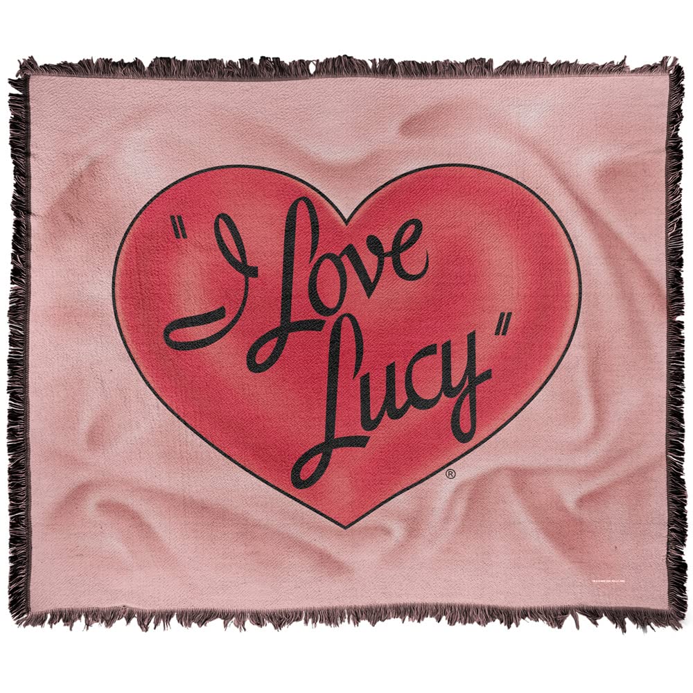 I Love Lucy Blanket, 50"x60" 3D Logo Woven Tapestry Cotton Blend Fringed Throw