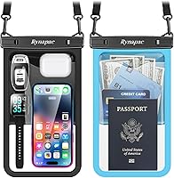 Vista 13 de Paquete de 2 bolsas impermeables para teléfono, funda impermeable de 10 pulgadas con cordón, IPX8, bolsa seca para teléfono celular, artículos