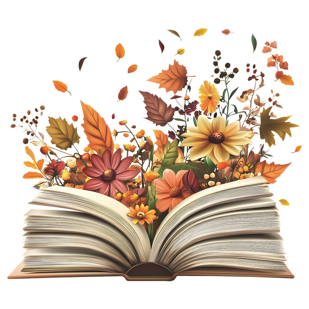 Lbhswwx Multiple Colors Autumn Floral Book Wall Stickers, 45 Cm X 39 Cm, Leaves And Flowers Design