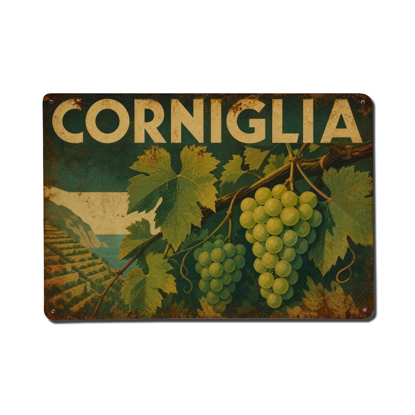 Vintage Travel Corniglia Grape Vines Close Detail Italy Metal Tin Sign