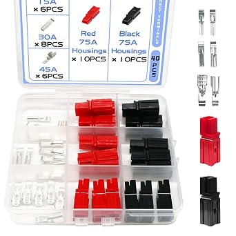 40 PCS 15/30/45A Power Connector Assortment Kit Red and Black Quick Disconnect Battery Connectors Modular Power Connector Kit WW002