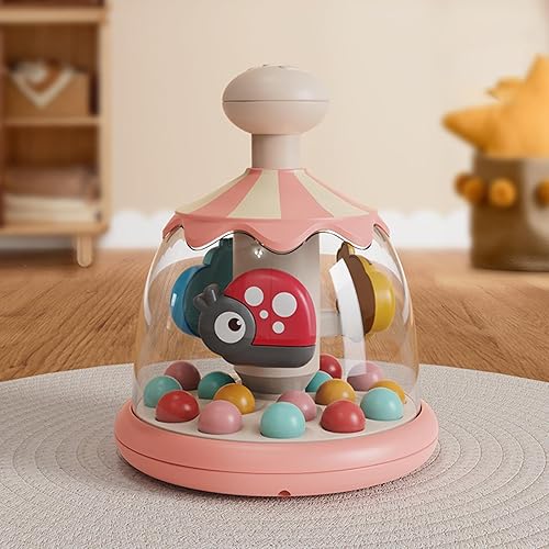Press and Spin Kids Toy - ABS Kids Carousel Rotating Push Toy | Interactive Learning and Development with Sound Toy, Improve Hand Strength, Musical Toy