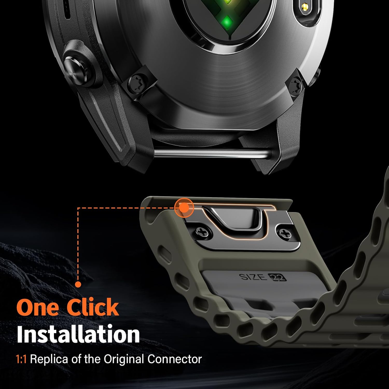 Quickfit 22mm Watch Bands for Garmin Fenix 8 47mm/7/6/5, Sports Ocean Silicone Bands Compatible with Garmin Fenix 8 Pro 47mm/7 Pro/6 Pro/5 Plus/Forerunner 935/945/955/965/Approach S60/S62/Epix 2 - Image 3