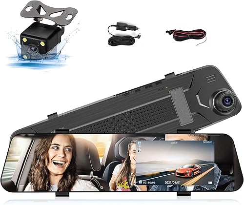 Cámara de salpicadero de espejo para automóviles, espejo retrovisor de 4.5 pulgadas, 1080P cámaras duales de visión frontal y trasera, súper visión