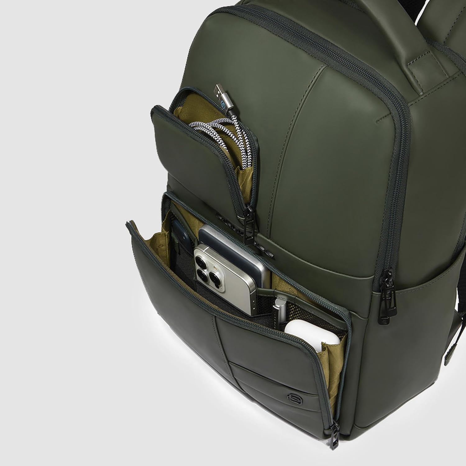 Piquadro – Men's 14" Laptop Backpack in Water-Resistant Fabric – Black – Business and Travel