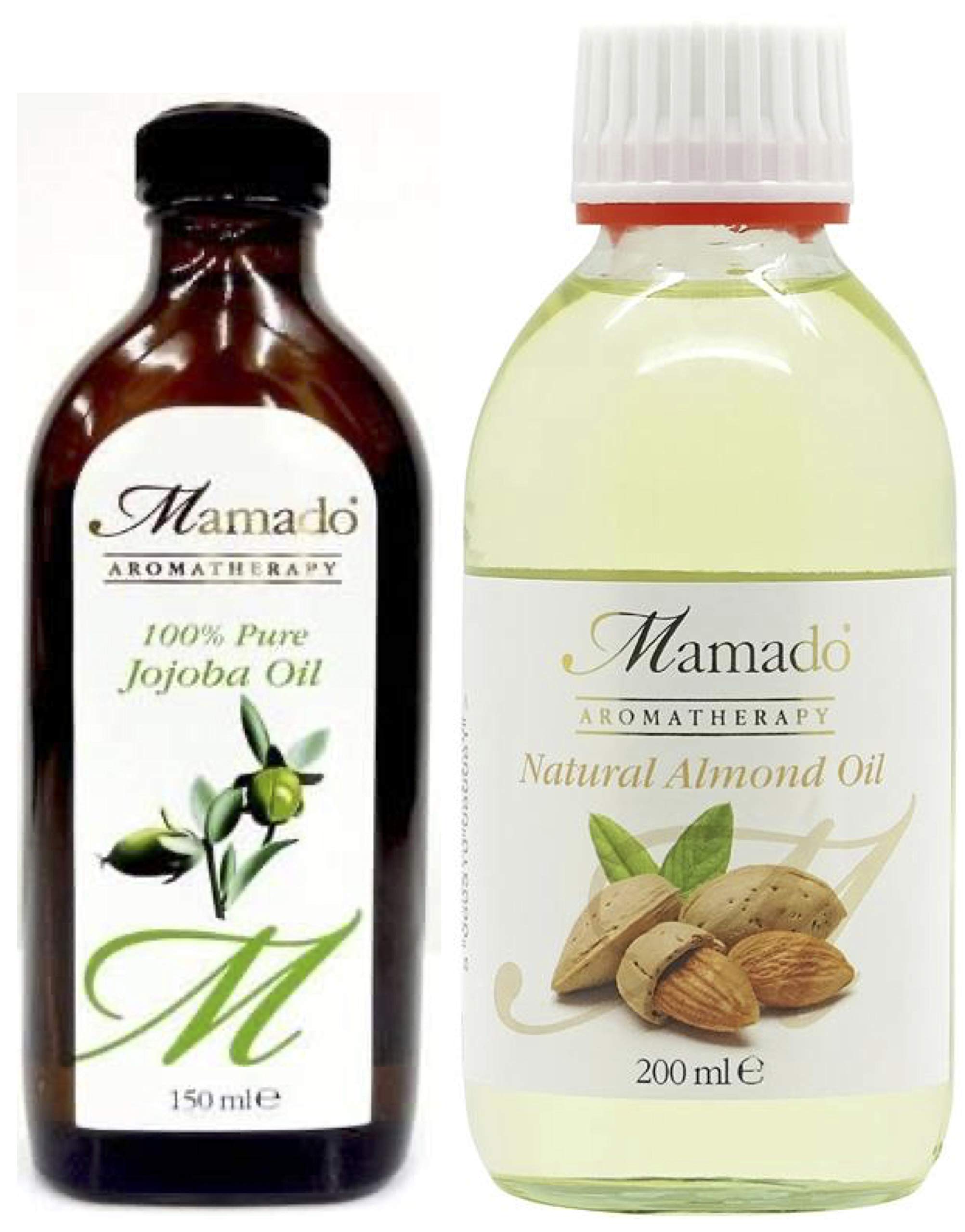 Mamado Aromatherapy 100% Pure Jojoba Oil 150ml with Natural Almond Oil for Hair & Body 200ml