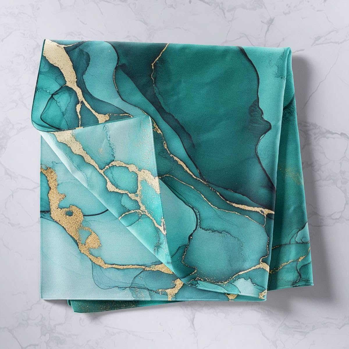 Feelyou Marble Print Tapestry Abstract Wall Art Emerald Green Wall Hanging Blanket for Living Room Bedroom Luxury Home Decor Medium 59"x59" image 2