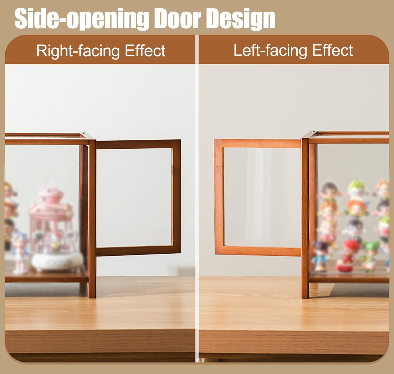 Teca Plexiglass Espositore in Plastica per Miniature Lungo 60/80 cm, Grandi Vetrine per Hobby con Cornice in Legno e Base Rialzata, Scatola da Banco per Modellini di Auto(White,60x32xH38cm/24x13x15in)