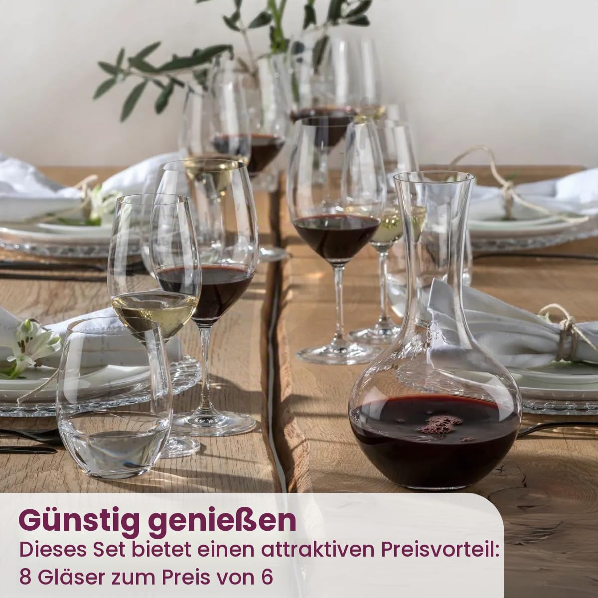 RIEDEL Weißweinglas-Set, Vorteilsset, 8-teilig, für Weißweine wie Chardonnay und Viognier, 350 ml, Kristallglas, Vinum, 7416/05 Küche, Haushalt & Wohnen