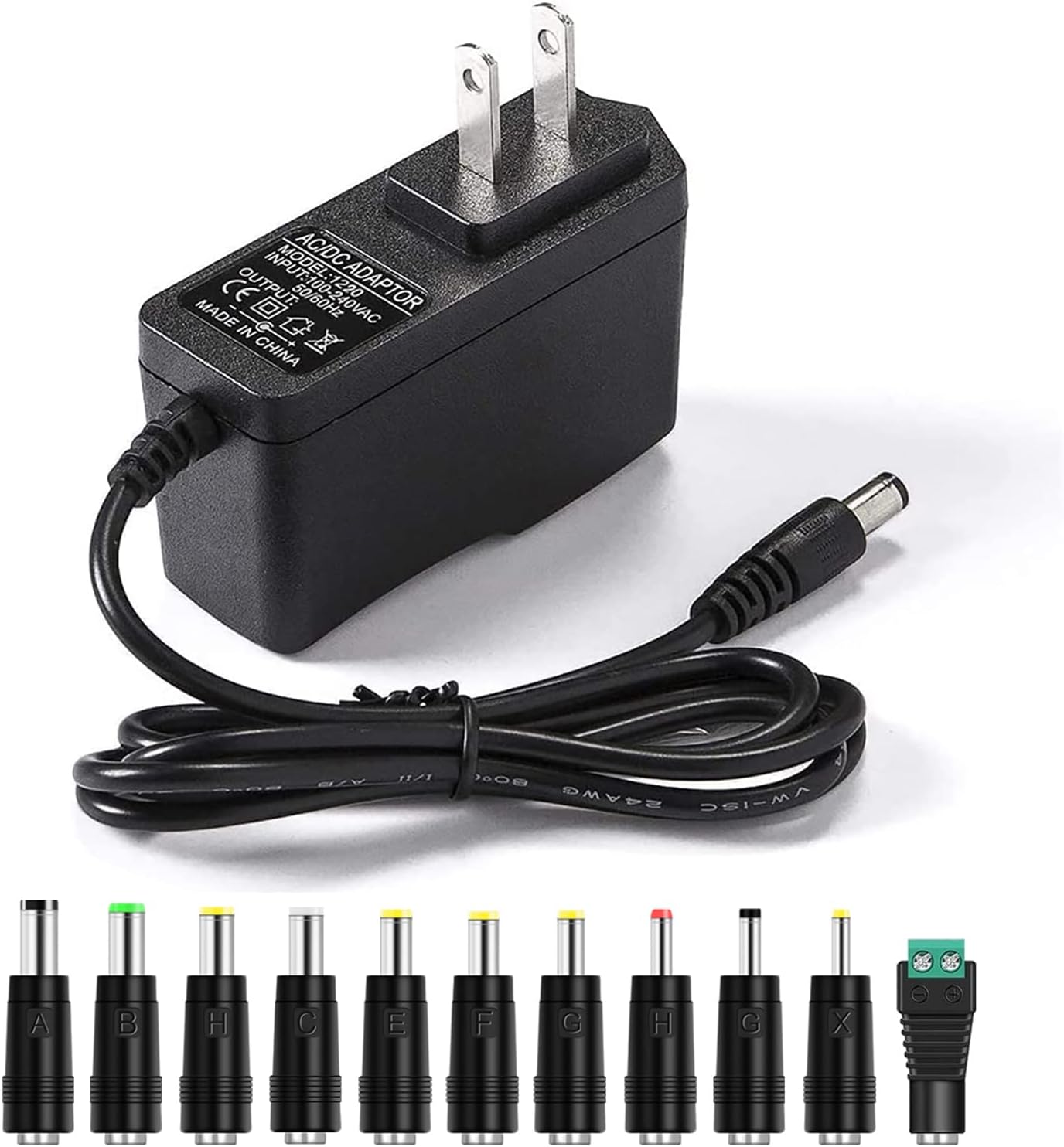 9V 2A AC Adapter Power Supply Charger [9 Volts 2 Amps Regulated Switching Power] with 11 Interchangeable DC Plug for 300mA 400mA 500mA 600mA 700mA 800mA 900mA 1000mA 1500mA 2000mA Equipment