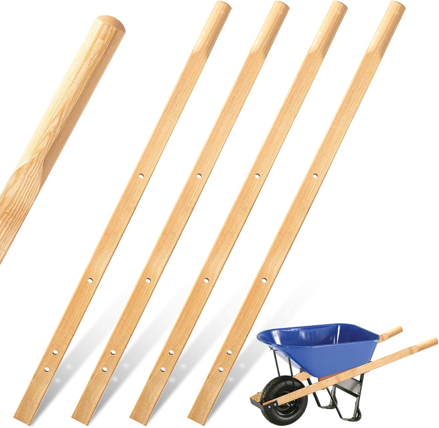 Gisafai 2 Pairs Wood Wheelbarrow Handles 60'' Heavy Duty