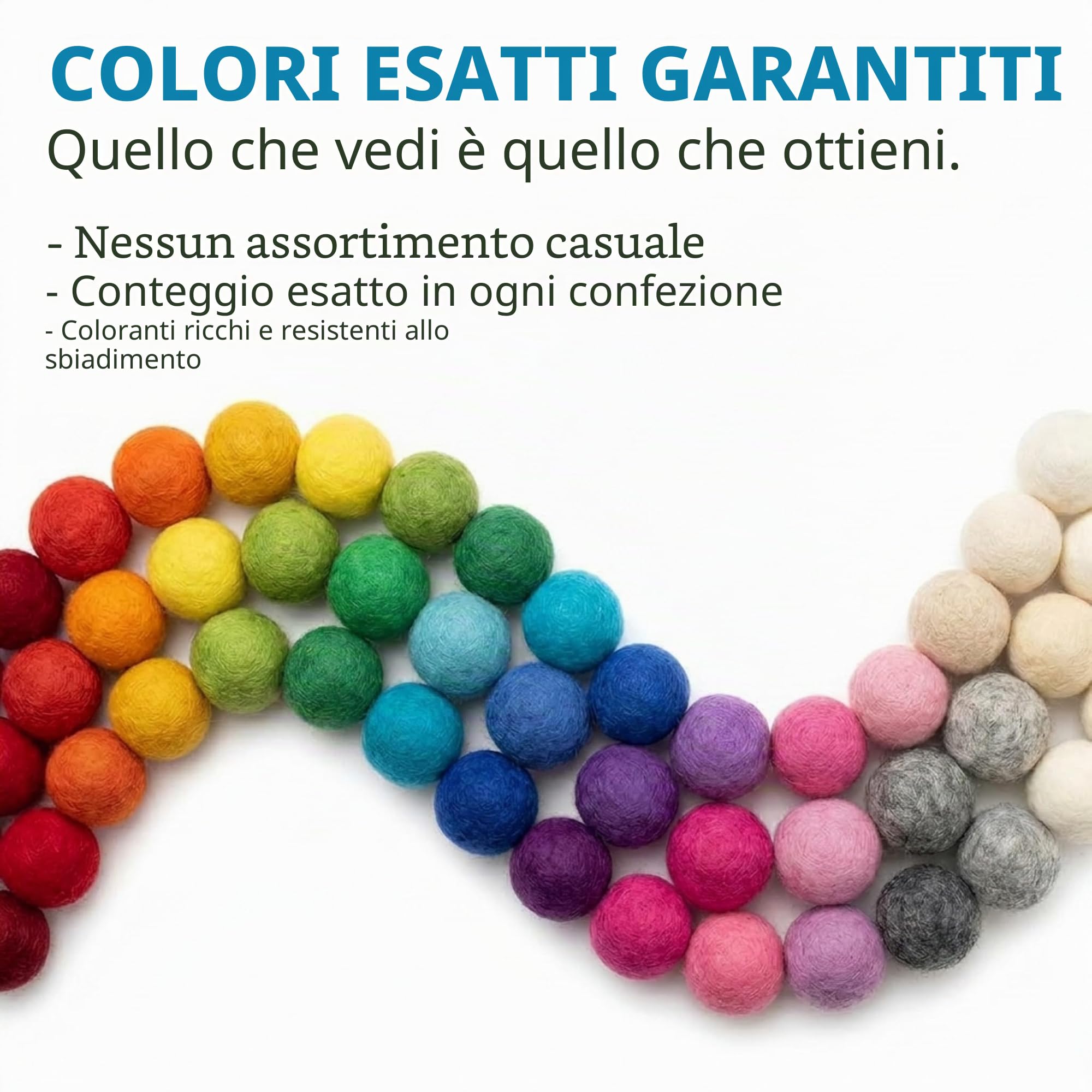 Glaciart One Felt Pom Poms, Palline di Feltro di Lana (120 Pezzi) 2 cm, Feltro Fatto a Mano 40 Colori (Rosso, Rosa, Nero, Bianco, Pastello e Altro) Sfuso Piccolo Puff per Infeltrimento e Ghirlanda