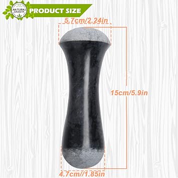 Tianman Marble Replacement Pestle 5.9 Length Polished,(Black Marble)