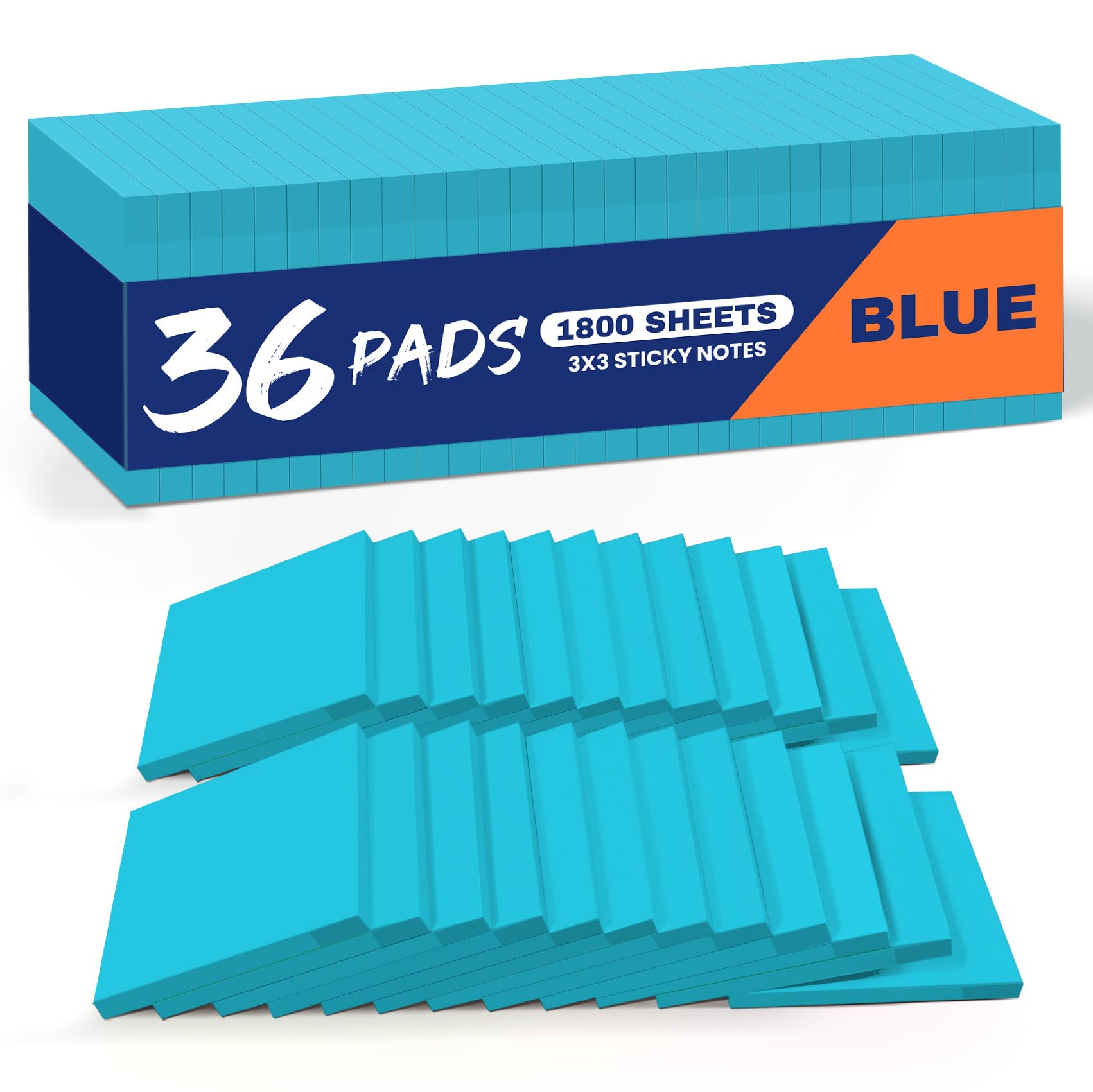 Taja Blue Self-Stick Note Pads, 36 Pads (1800 Sheets Total) | Bulk Pack for Office & Study - main product image