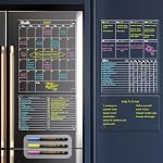 JJPRO Non-Magnetic Tableau de la liste d'élimination des déchets pour réfrigérateur, 11,5"x7" clair réutilisable pour faire la liste Tableau blanc, tableau de la Liste d'effacement des déchets de réfrigérateur, Cabinet,Wall&Glass, Toutes les surfaces lisses