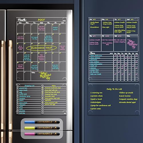 JJPRO Non-Magnetic Dry Erase Calendar - Monthly & Weekly Chart,