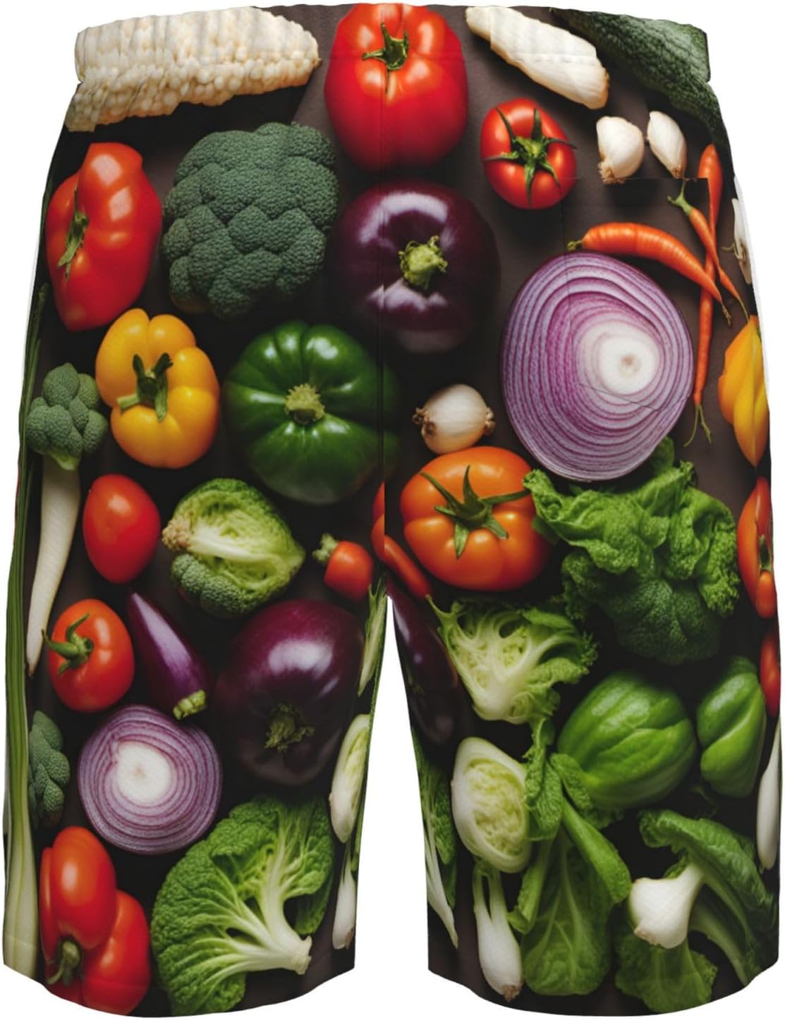 Mens Introduction of Various Vegetables Print Beach Shorts,Casual Summer Shorts for Men,Quick Dry Polyester