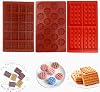 3 Pack Waffle Silicone Molds - Square & Mini Round, 18 & 20 Cavity, Non-Stick