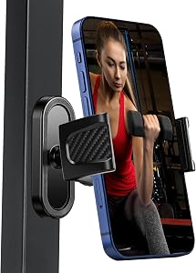 Magnetic Phone Holder for Gym, 360° Adjustable | Gym Phone Mount with Strong Magnet Base, Compatible with All Smartphones