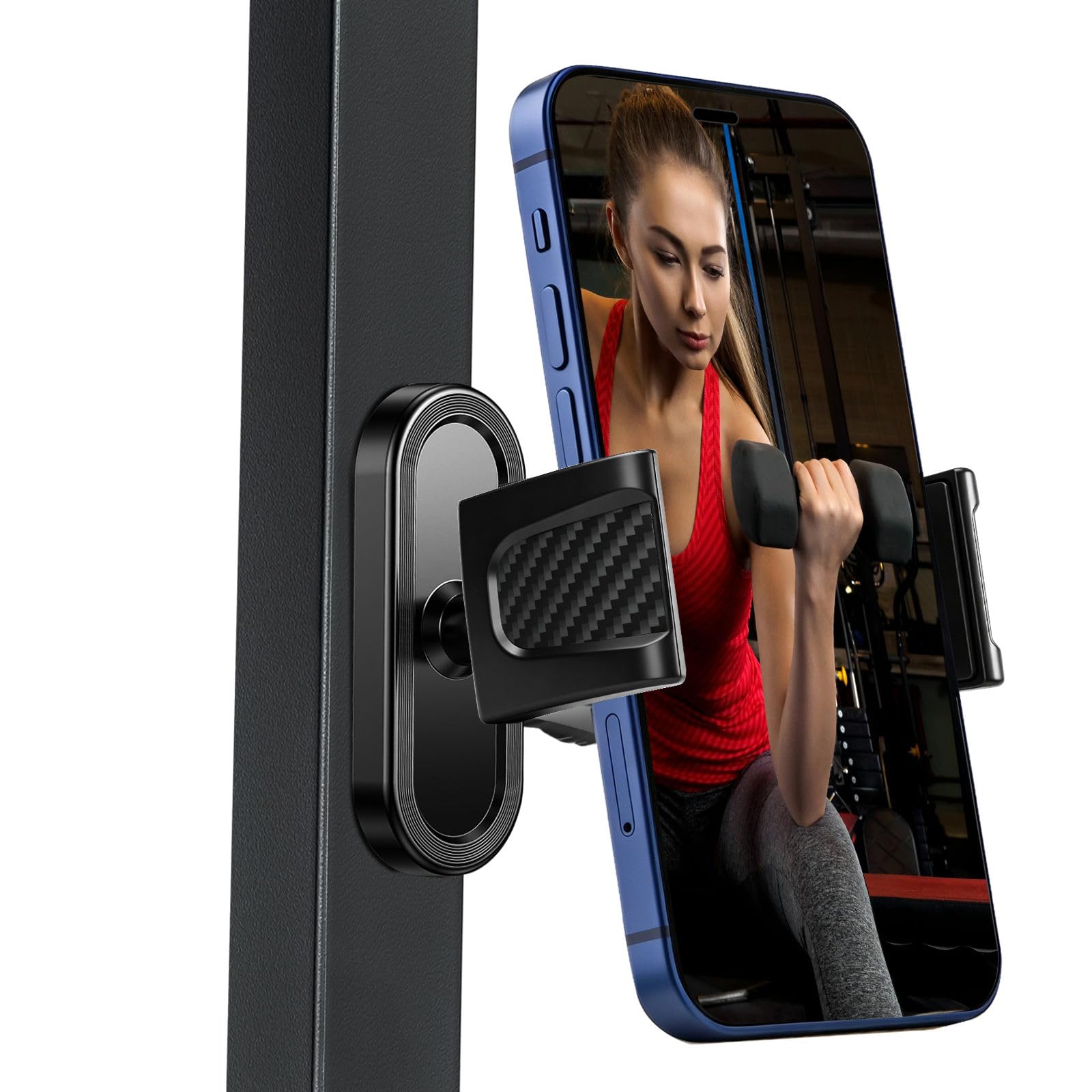 Portable Gym Magnetic Phone Holder Gym Phone Mount with Powerful Magnet Base Attach to Metal Surface, 360 Adjustable, Compatible with All Smartphones-image-49