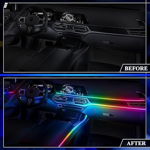 Miniatura 2 de Tira de luz LED de acrílico para interior de automóvil con aplicación inalámbrica, Dreamcolor RGB 1 en 1 kits de iluminación ambiental, 16 millones