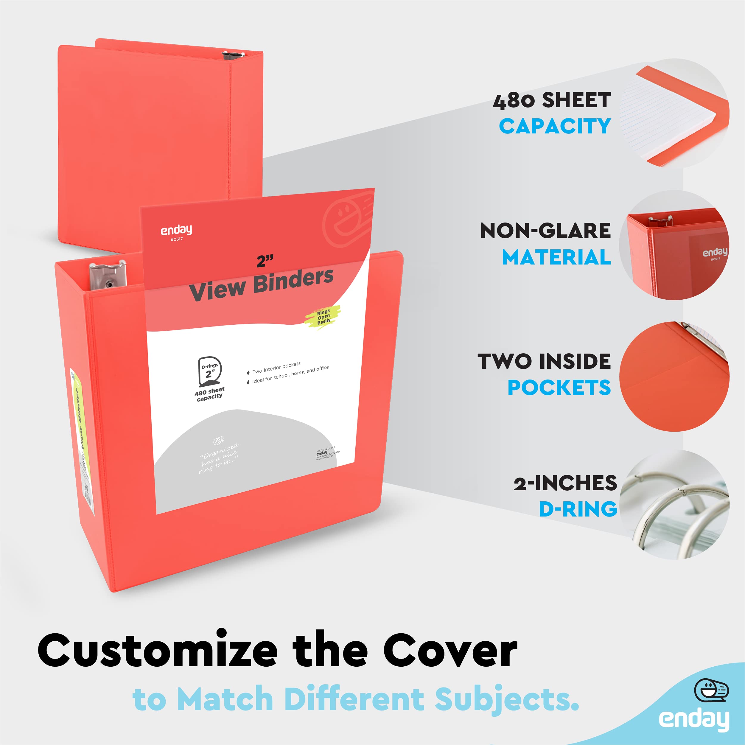 Snapklik.com : 2 Inch 3 Ring Binder 2” Red, Slant D-Ring 2 In Binder ...