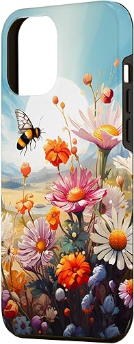 Vista 68 de Funda para iPhone 13 Pro Lively Bee en Sunny Meadow of Wildflowers