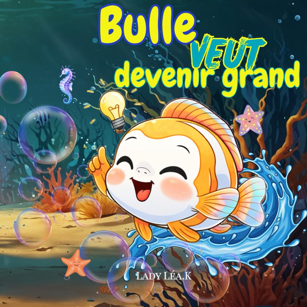 Petit Bulle veut devenir grand ! Livre pour enfant qui te transportera dans un océan coloré.