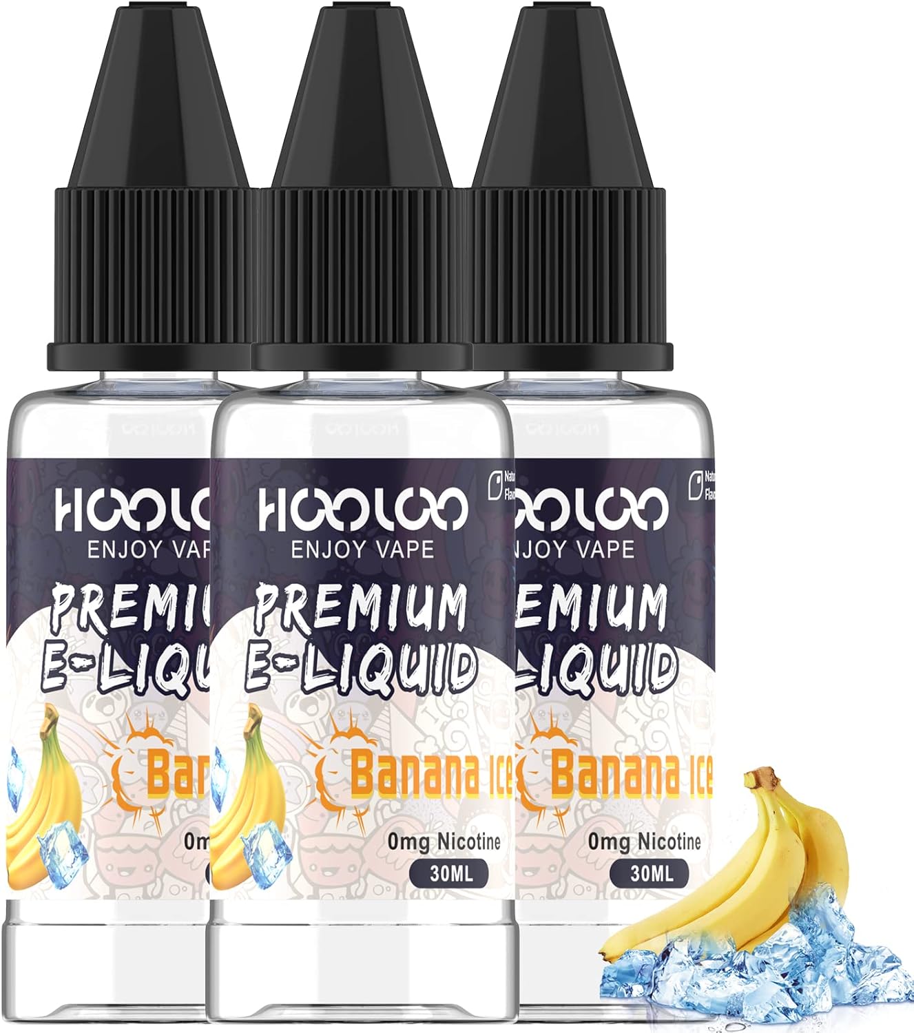 HOOLOO Vape Liquid No Nicotine, 3 Packs 30ml Flavour Shortfill E Juice