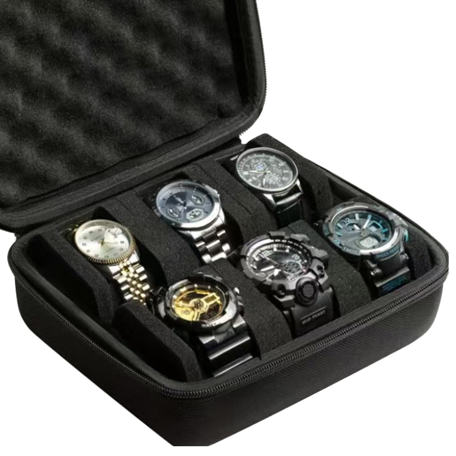 HERAON For Wristwear Storage Case Portable 6 Slot Box Wristwatch Carrying Bag Unique Protective Organizers