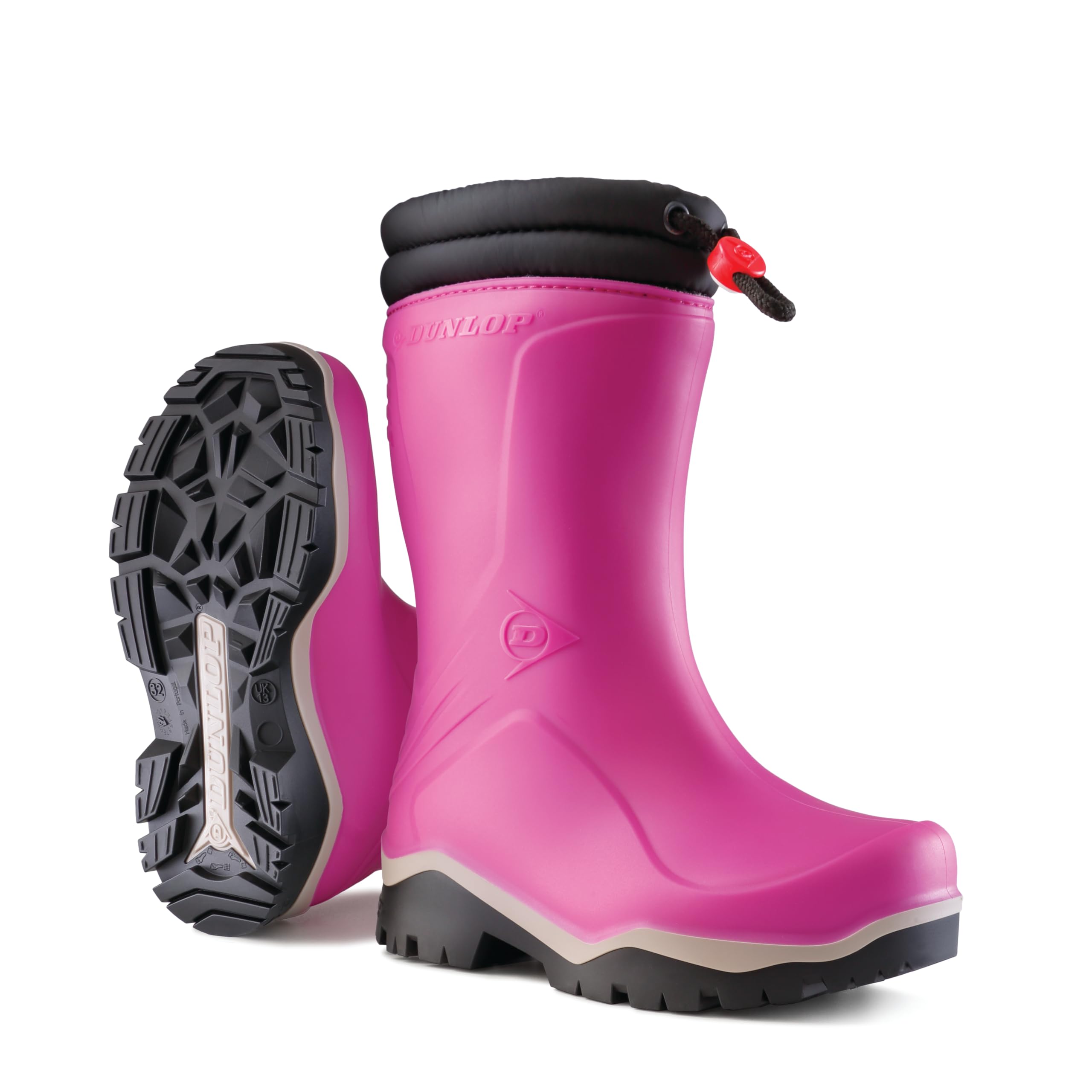 DUNLOP Kids Blizzard Snow Boots, Lined Winter Wellies, Pink, UK 7.5
