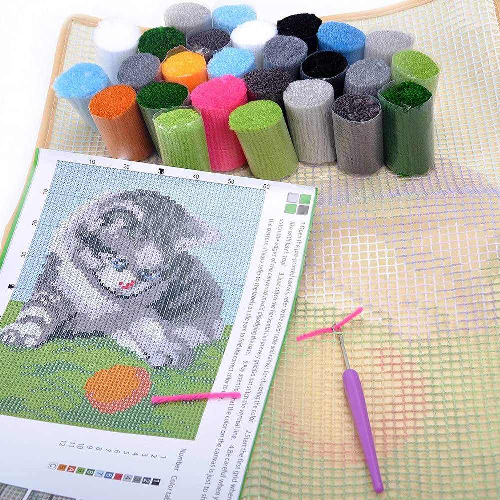 GDWD Set di tappeti da annodare, per bambini e adulti, per fai da te, set di attrezzi fai da te (C)