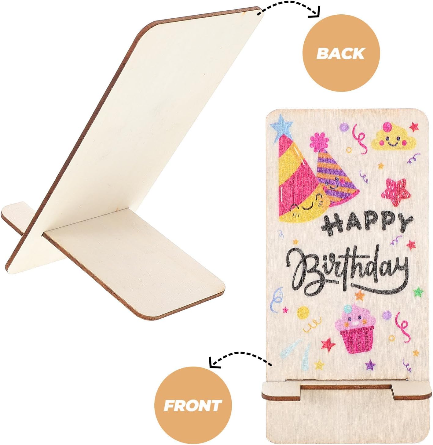 10pcs Wooden Phone Stand for Desk, Portable Birthday Gift Decor image 3
