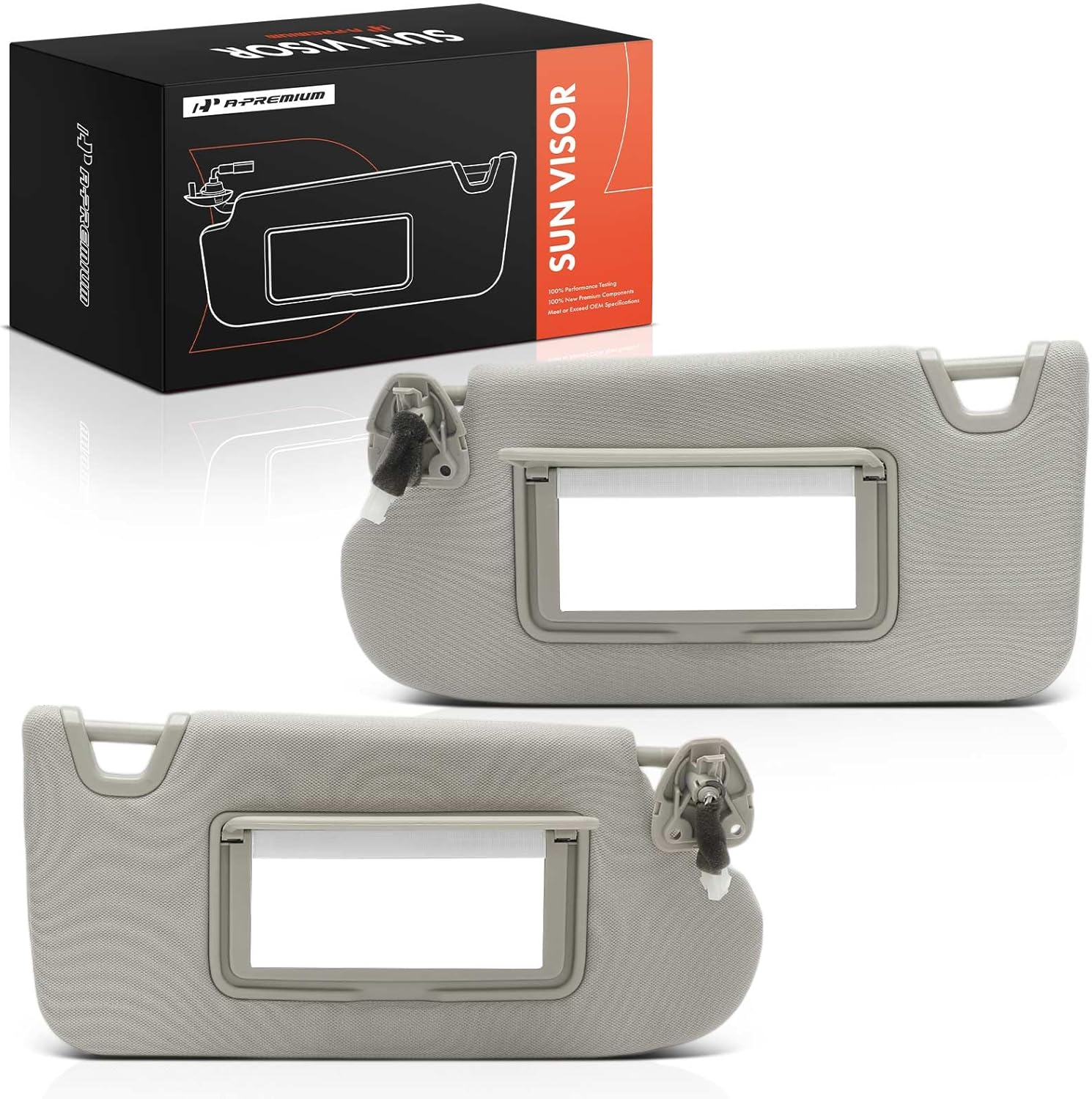 A-Premium Driver & Passenger Sun Visor Compatible with Nissan Altima 2013 2014 2015 2016 2017 2018 - with Vanity Mirror, with Vanity Light, Gray Color - Replaces 964003TA2A, 964013TA2A