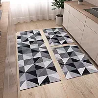 Tapete Kit de Cozinha Antiderrapante 3 Peças Mesclado Geométrico Conjunto Passadeira 1,30m x 45cm Capacho 65cm x 45cm Jogo Artesanal Cru Caramelo Preto (Mosaico)