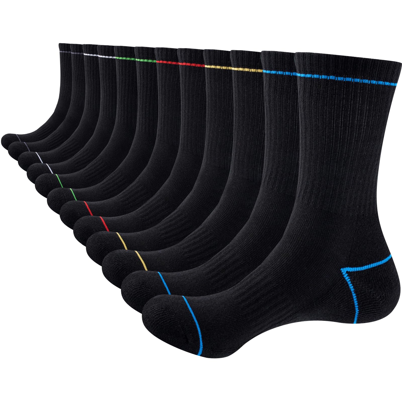 SukModen Socken Herren, 6/10 Paar Gepolsterte Baumwolle Arbeitssocken | 86% Atmungsaktive Baumwolle, Verstärkte Zehen & Fersen, Gepolsterte Sportsocken, Feuchtigkeitsableitend Tennissocken