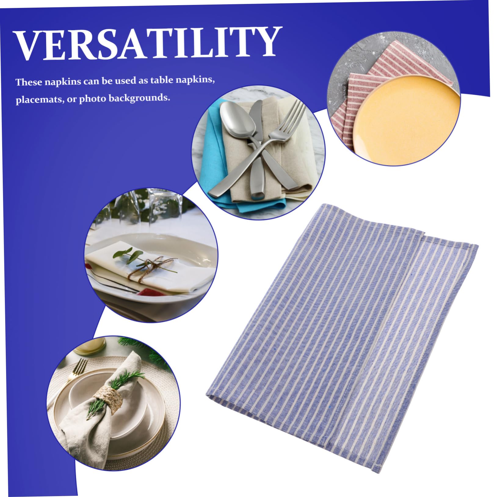 ERINGOGO 12 Servilletas de Mesa a Rayas, Jute y Algodón-poliéster, Reutilizables, para Decoración de Mesa y Restaurantes