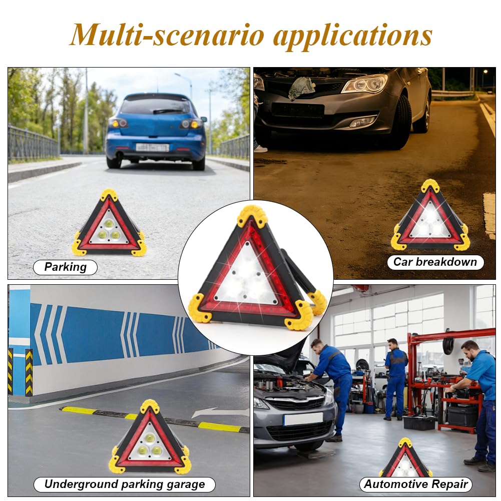 Triangolo Di Sicurezza LED Auto, Pieghevole, Impermeabile IP65, 4 Modalità Di Luce, Triangolo Segnalazione Per Emergenze, Incidenti, Riparazione Auto, Camion, Officina, Campeggio