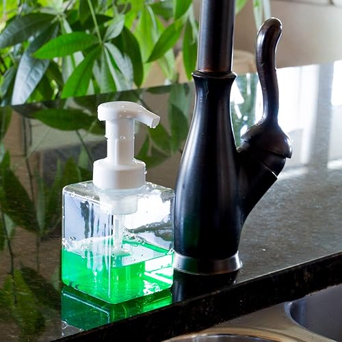 Miniatura 3 de Youngever Paquete de 4 botellas cuadradas de plástico transparente, botellas de bomba de plástico recargables con bloqueo de viaje (12 onzas)