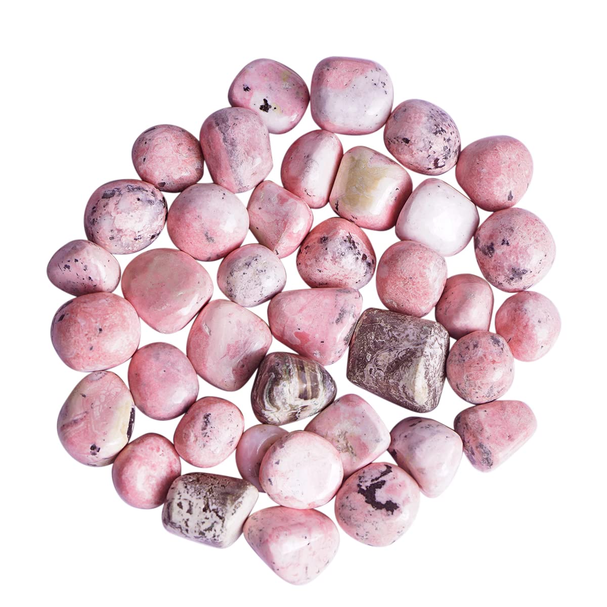 Shubhanjali Pink Rhodonite Crystal Stone Pink Rhodonite Tumbled Gemstone Pebble for Reiki Healing Vastu Correction Natural Crystal Pink Rhodonite Tumble Stones for Gardening Aquarium Home Décor 50 Gm