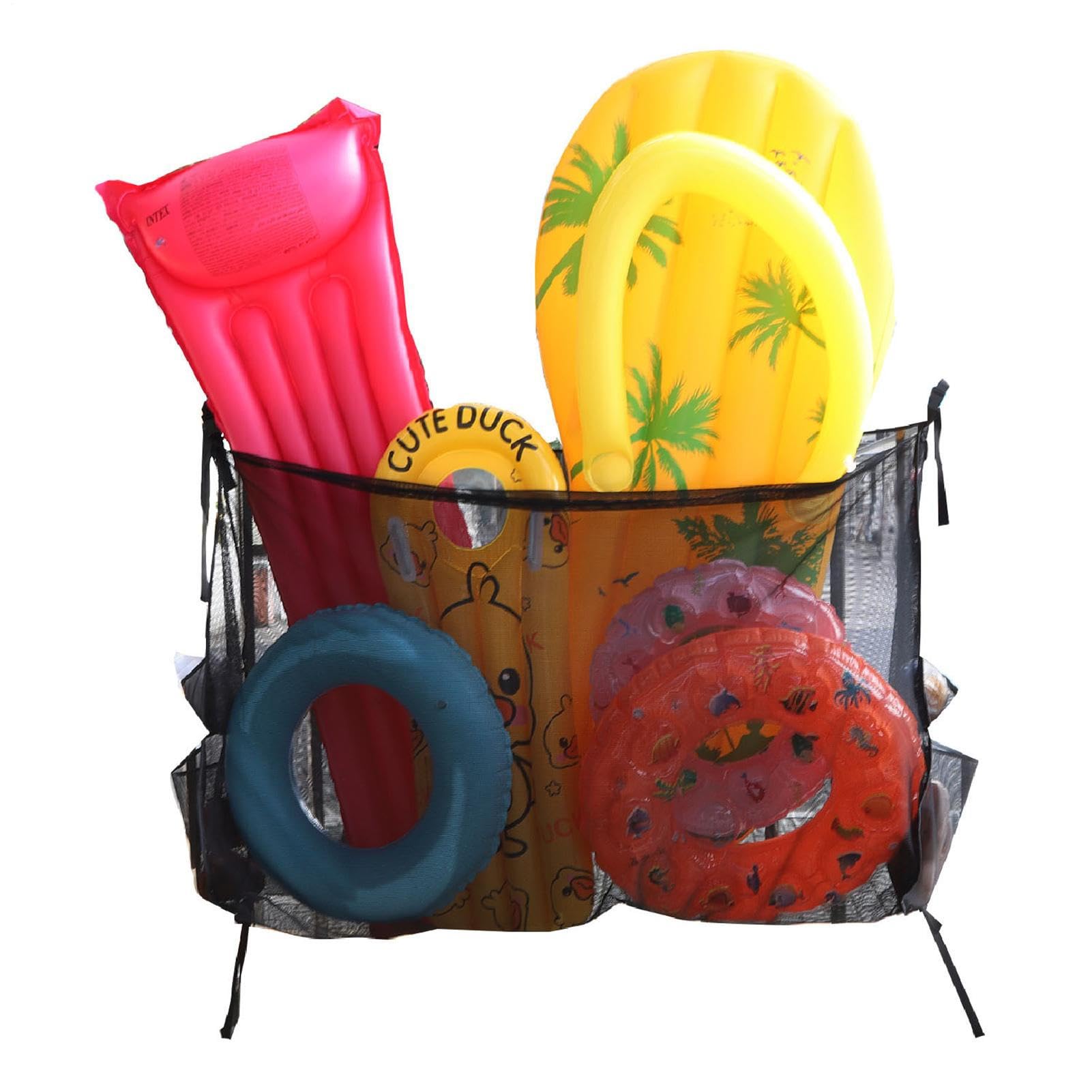 Red de almacenamiento para flotadores de piscina, bolsa de malla para piscina, bolsas de almacenamiento para flotadores de piscina, redes colgantes plegables de gran capacidad, organizador de malla