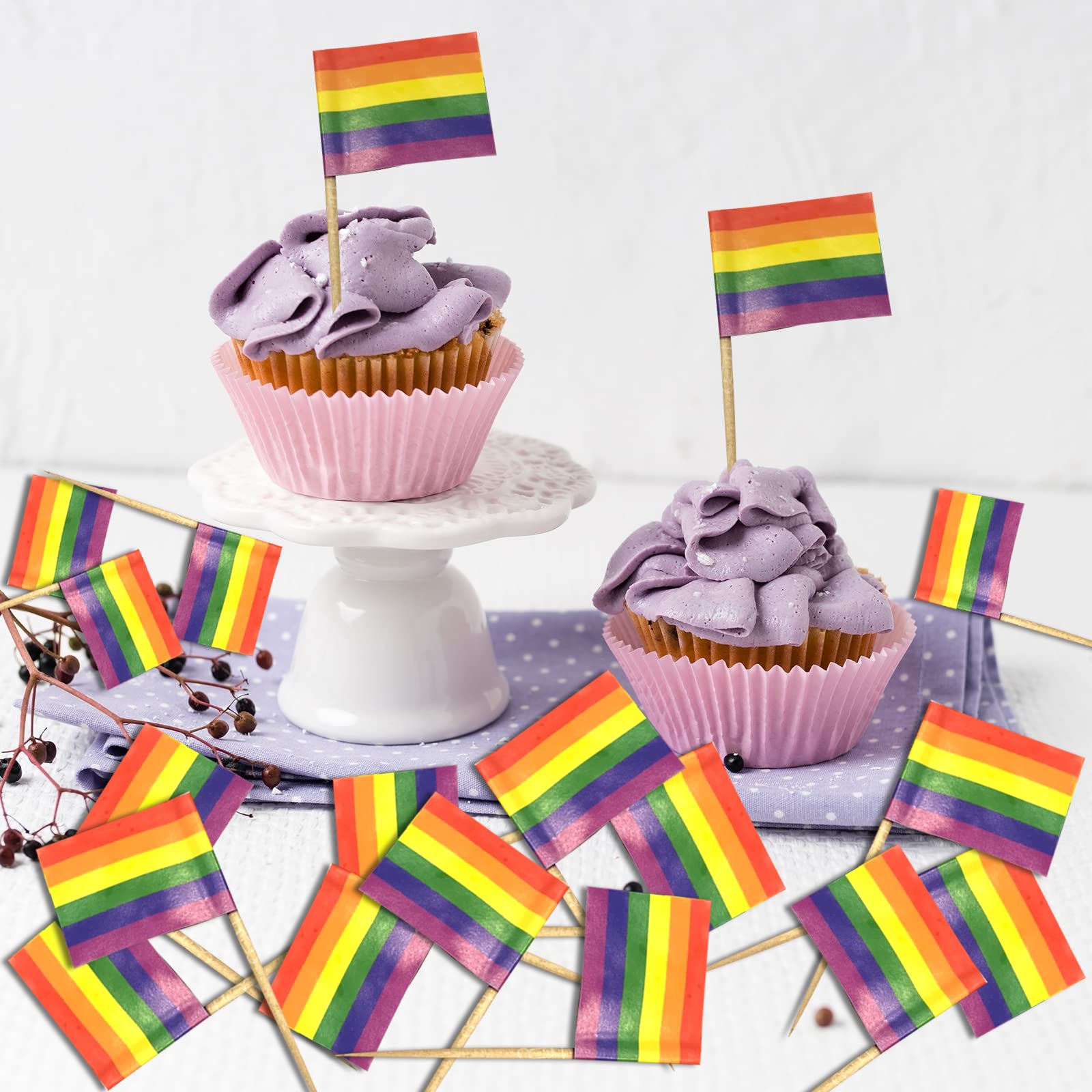 100 Bandierine Arcobaleno E Intersessuali Per Stuzzicadenti, Decorazioni Per Cupcake E Cocktail - 5