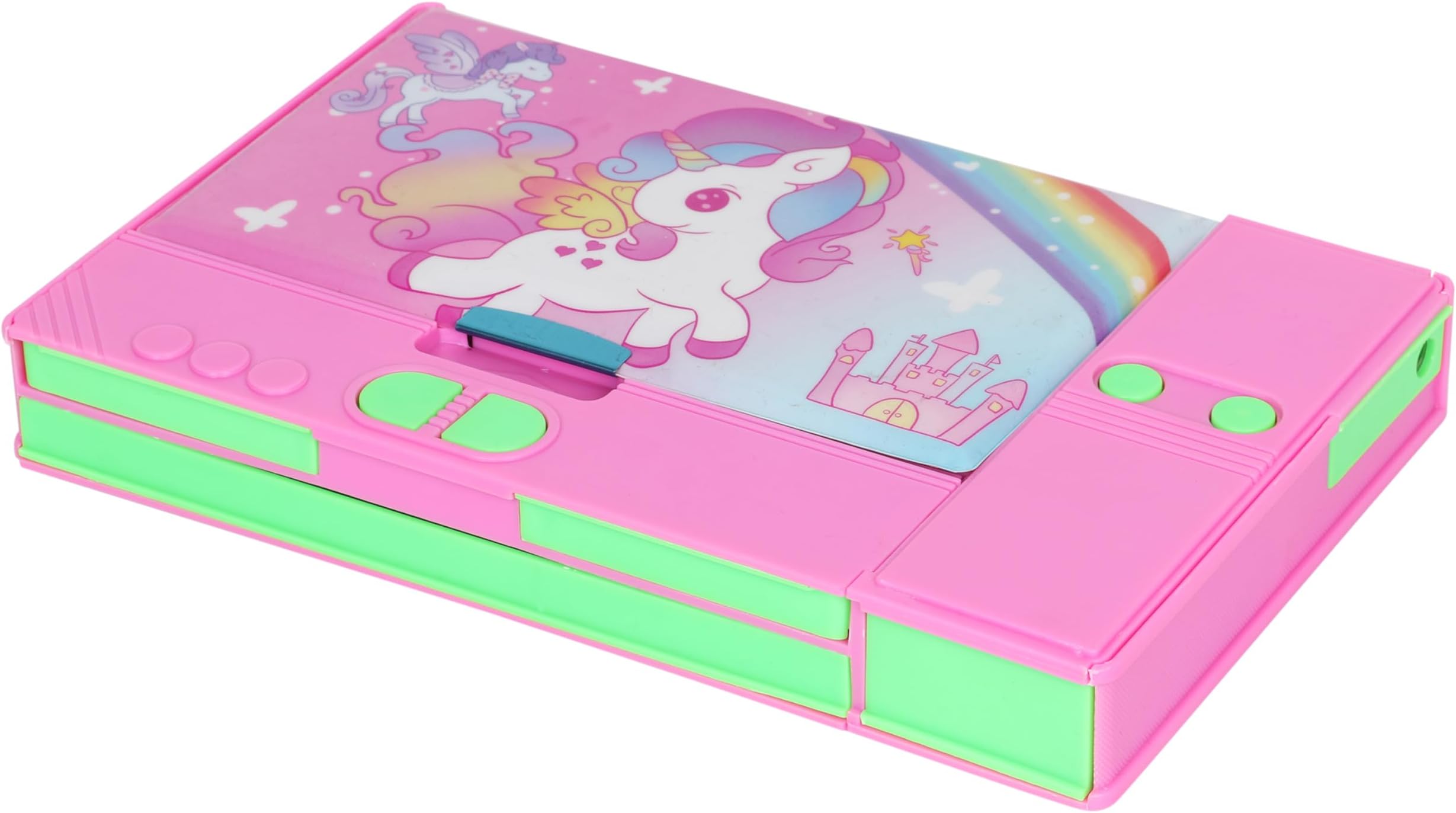 Samvardhan Boy's and Girl's PVC Multifunction Mini Jumbo Pencil Box with Compass for Birthday (Unicorn, Pink),for Kid