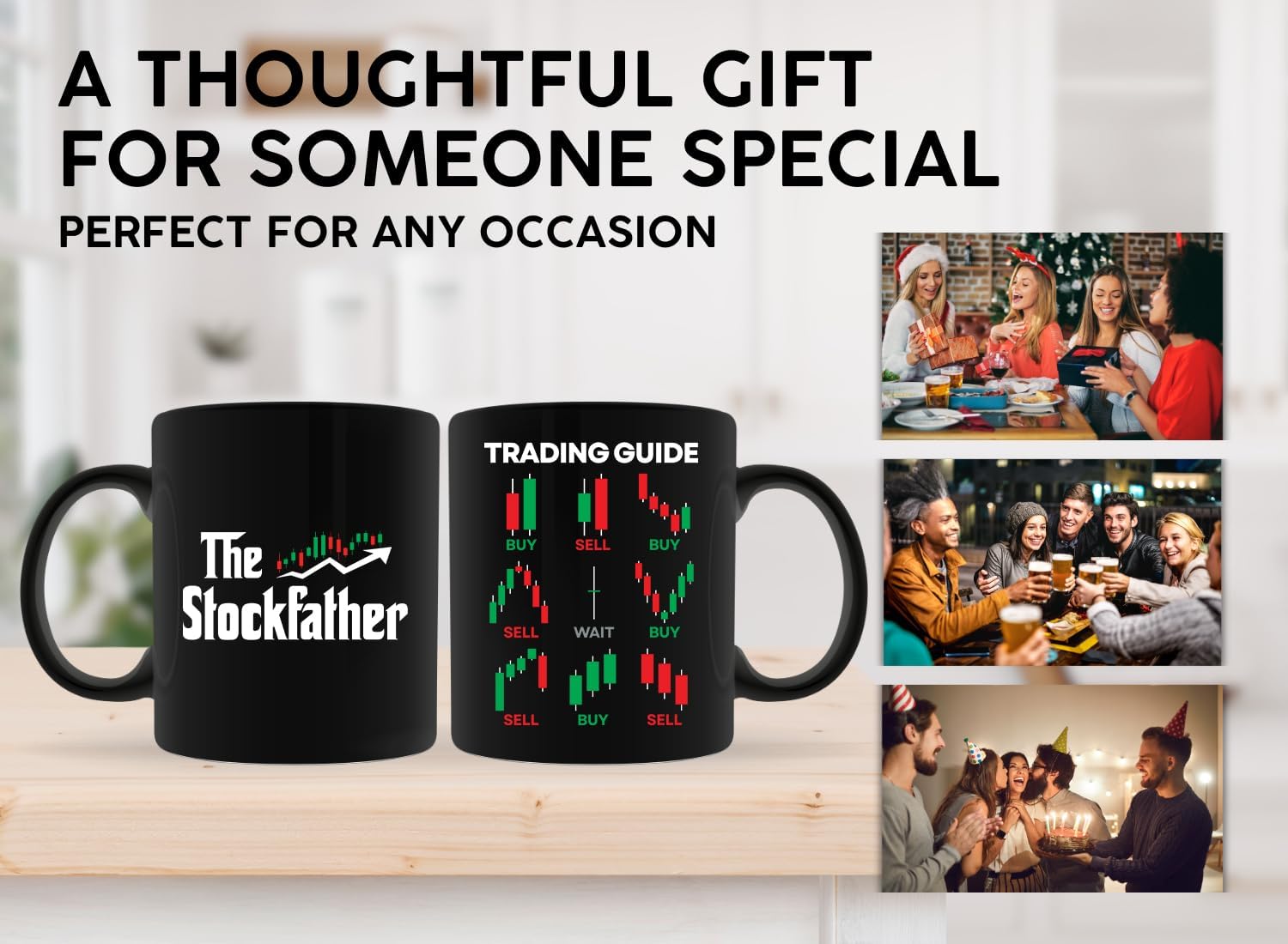 Stock Trader 2Side Mug 11oz Black, The Stockfather, Guide Candlestick Chart image 4