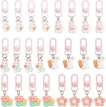 FREEBLOSS Cute Rabbit Key Ring Set of 24 Rabbit Charms Pendants Cute Keyrings for Decorating Handbags, Earphone Cases and Other Accessories for Women