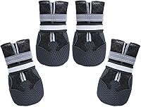 Dimicoo Breathable Non-Slip Dog Boots for Medium Large Dogs - All-Season Paw Protectors for Hot Pavement, Winter Snow, Indoor Floors